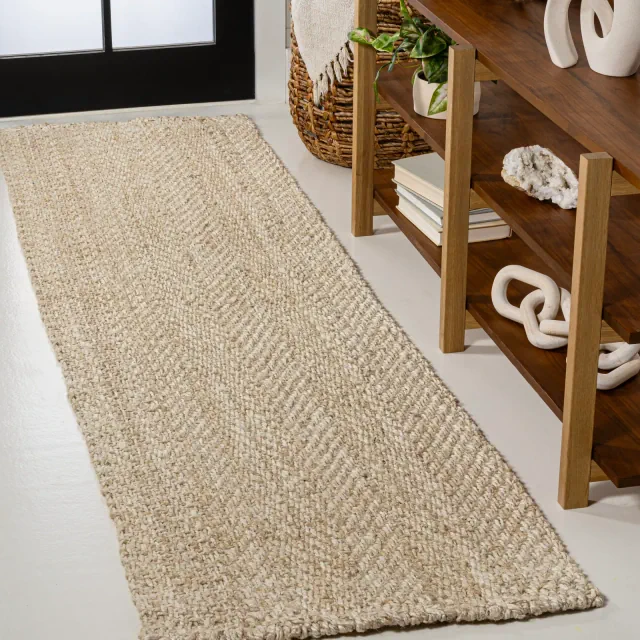 2'x8' Espina Hand Woven Herringbone Chunky Jute Runner Rug, Yellow - JONATHAN Y
