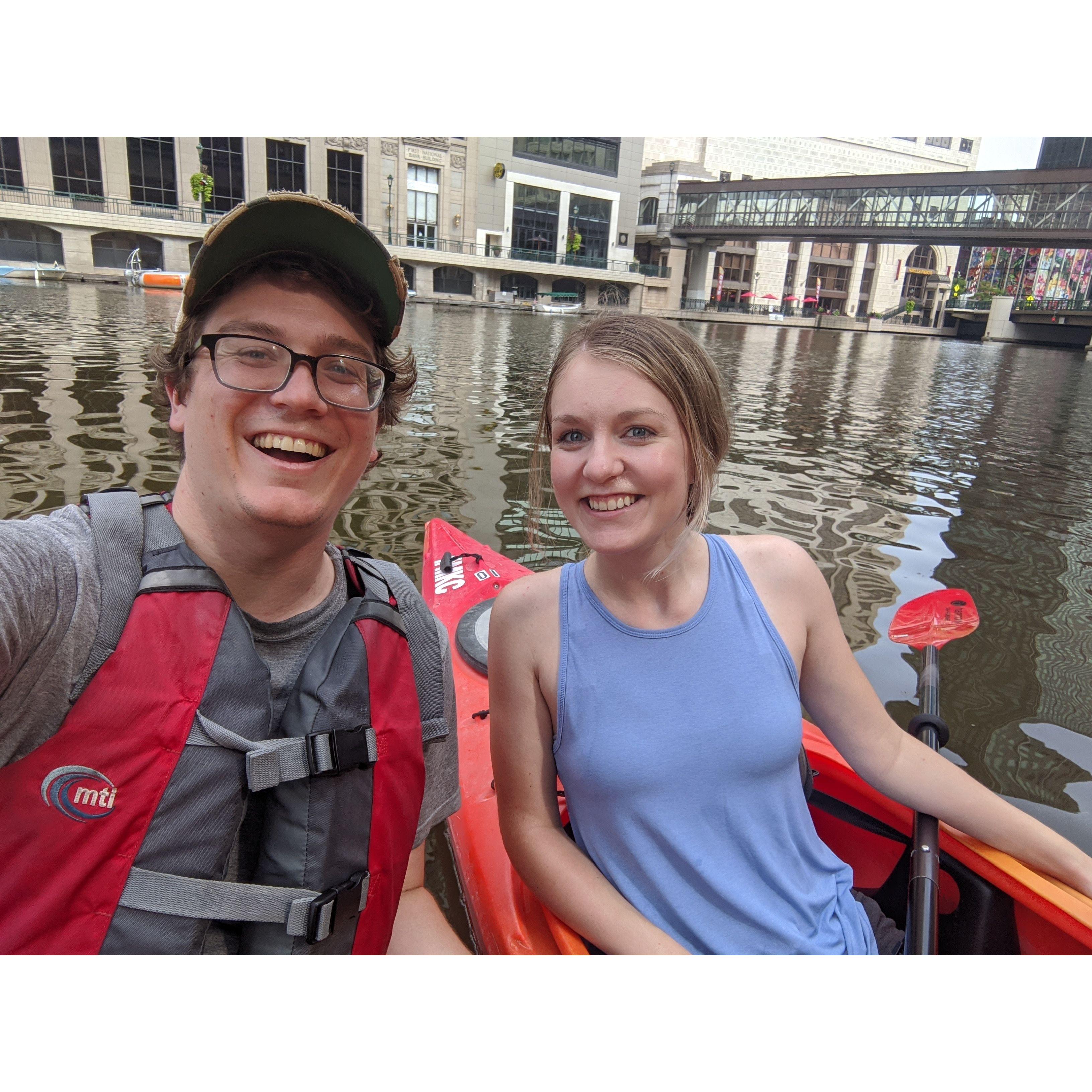 Kayaking the Milwaukee River on the hottest day of the year!