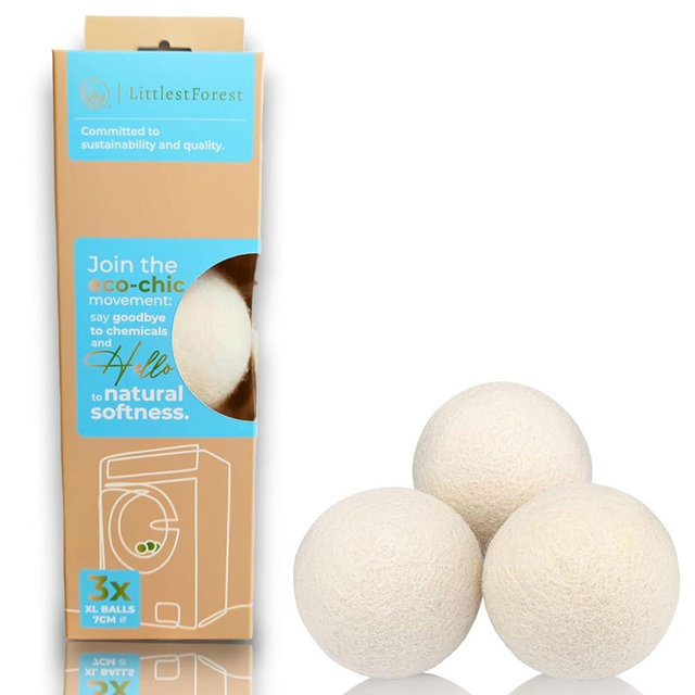 Wool Dryer Balls, Laundry Reusable Anti Static Natural Fabric Softener. Organic XL Hypoallargenic Made with 100% New Zeland Wool. Pet Lint Hair Catcher Helper