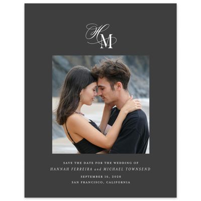Dark Charcoal, Black Wedding Digital Save the Date - Jalen Portrait