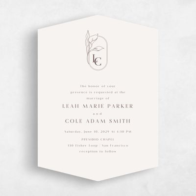 Beige Diamond Wedding Invitation - Arum Portrait