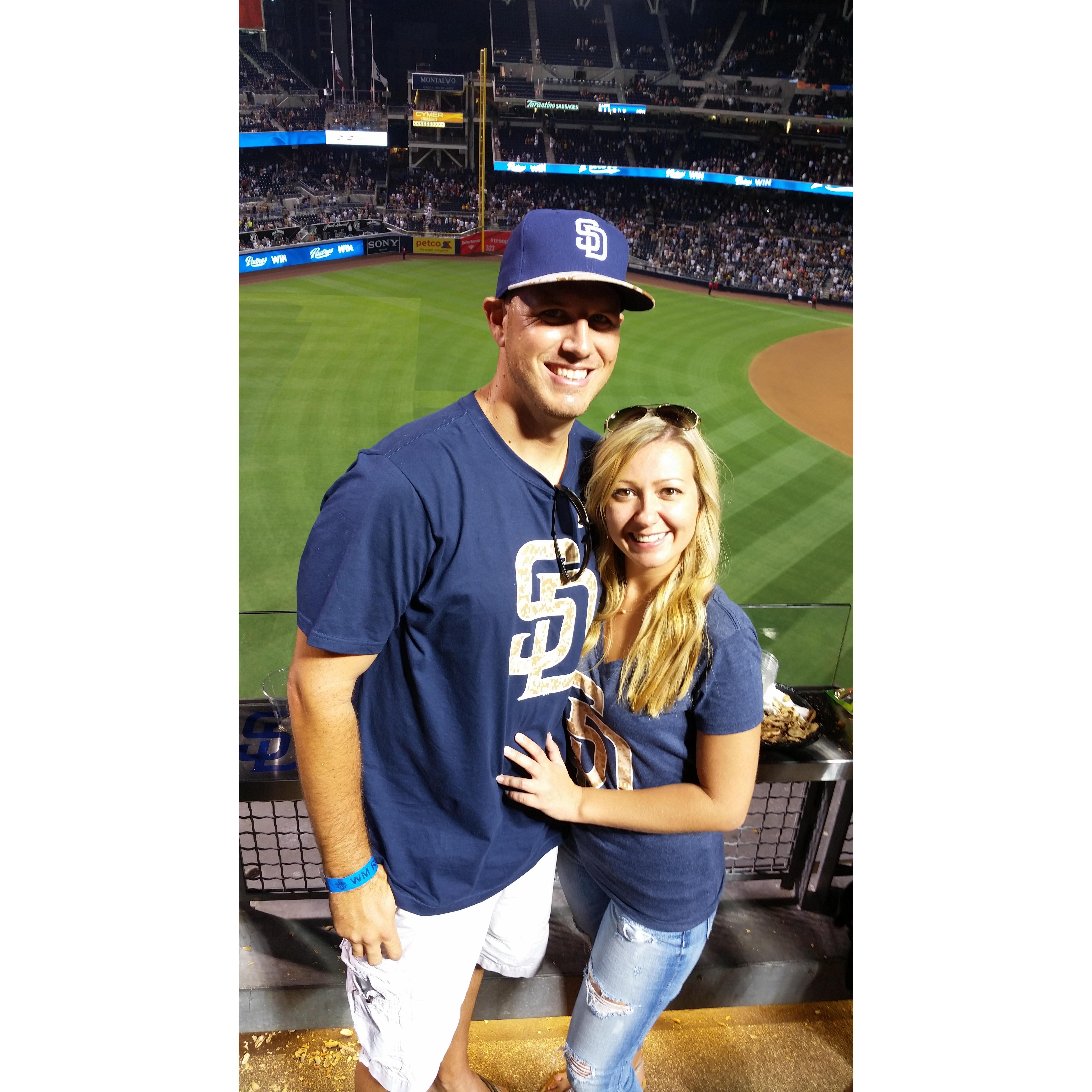 Our first picture together at a Padres game when we first started dating