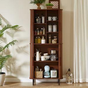 Brown Fluted Kitchen Pantry Cabinet
