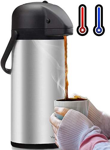 Airpot Coffee Dispenser with Pump - Insulated Stainless Steel Coffee Carafe (102 oz.) - Thermal Beverage Dispenser - Thermos Urn for Hot/Cold Water, Party Chocolate Drinks