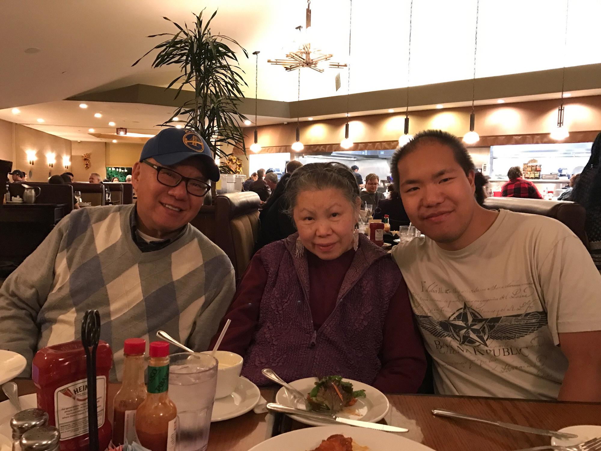 Jon and parents for a birthday dinner