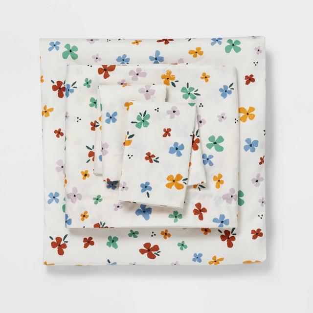 Queen Printed Microfiber Sheet Set Floral - Room Essentials™
