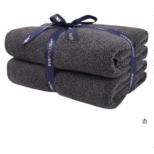 Everplush Diamond Collection Oversized Bath Towel – 2 Pieces, (Charcoal, 30" x 56" 2PK)