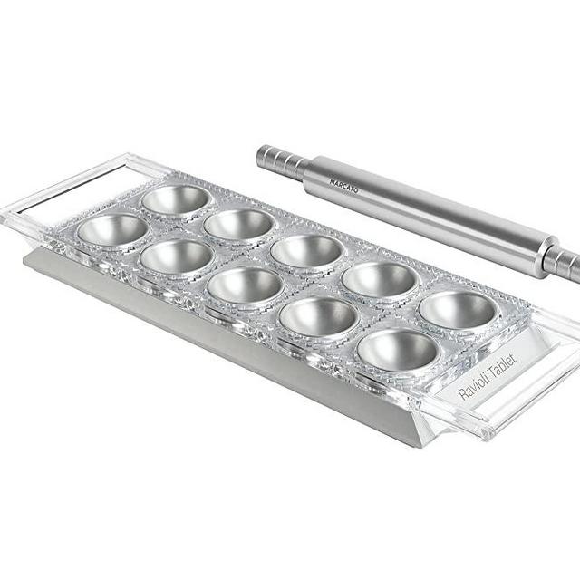 Marcato Atlas Ravioli Tablet Pasta Maker, Made in Italy, Silver, Makes 10 2-Inch Squares, 14 x 8.5