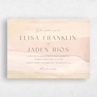 Buttercream, Beige Wedding Invitation - Povera Landscape