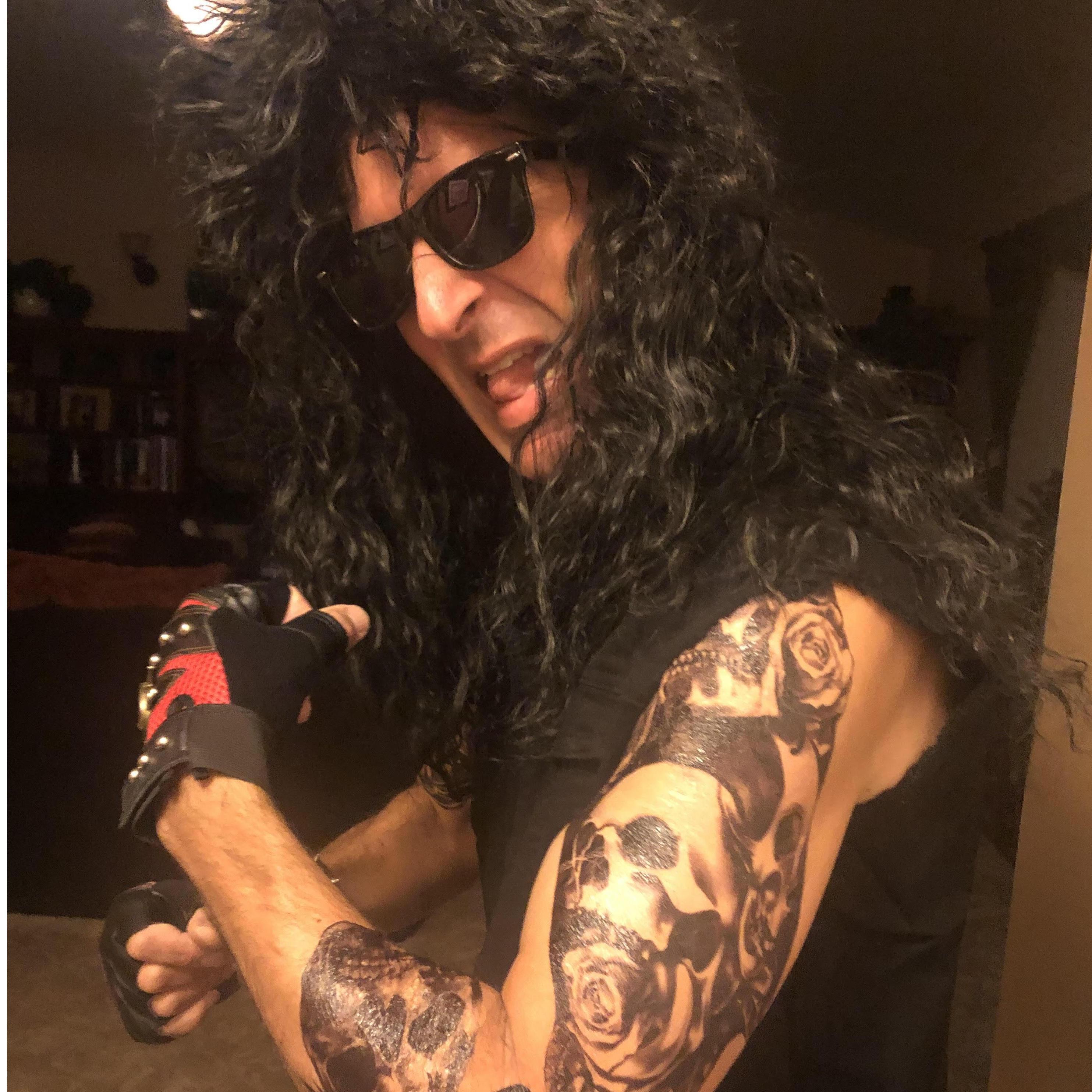 Mark's 80's outfit...nice tattoos!