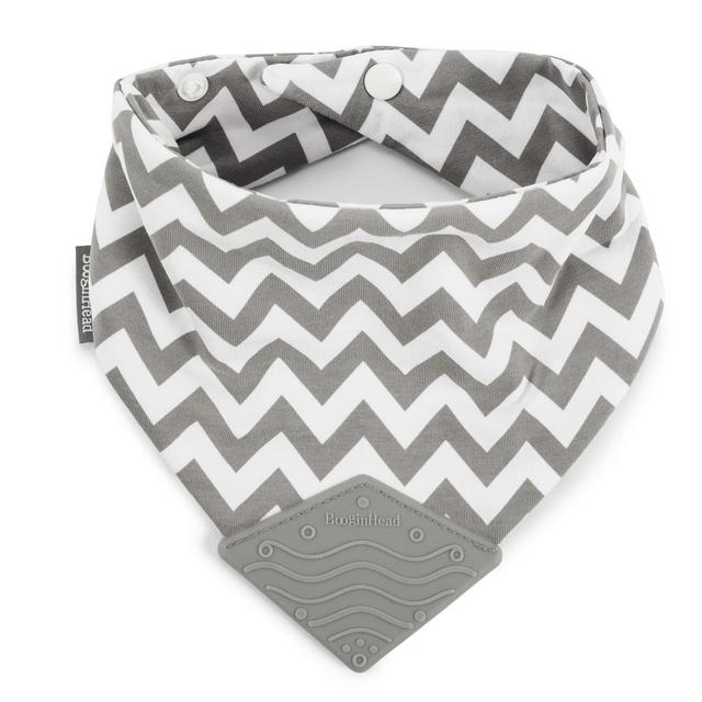 BooginHead Bandana Teether Bib - Gray/White Chevron