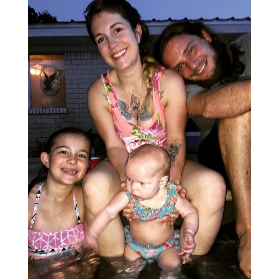 Clara's 1st time swimming at Shanna's pool
