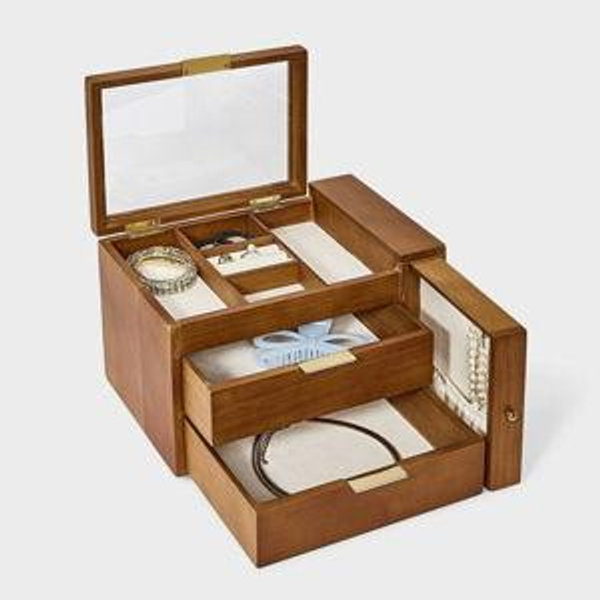 Three Drawer with Vertical Necklace Storage Jewelry Organizer