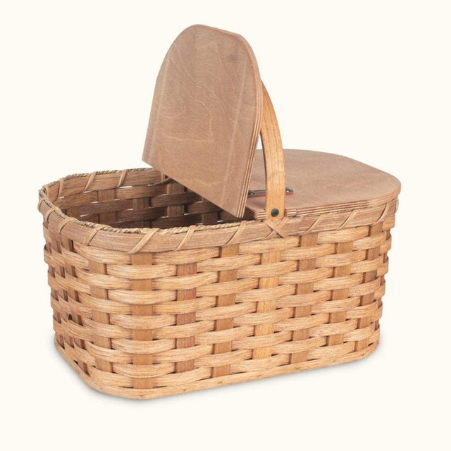 Medium Wicker Picnic Basket | Classic Amish Woven Wood w/Lid