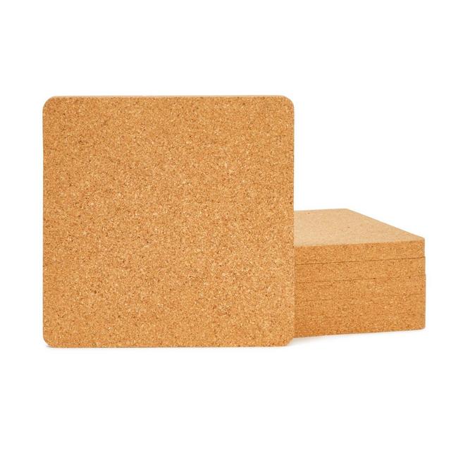 Juvale 6 Pack Cork Trivets for Hot Pots and Pans - Square Cork Hot Pads for Kitchen Counter, Dining Table