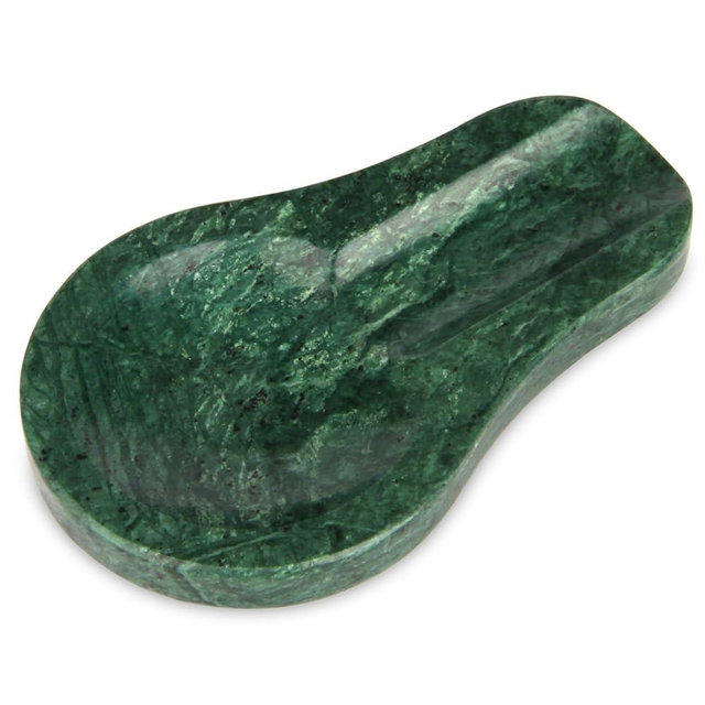HESHIBI Marble Spoon Rest for Kitchen Stove Countertop, Marble Utensil Holder, Perfect for Spatula, Ladle, Fork (1, Blackish Green)