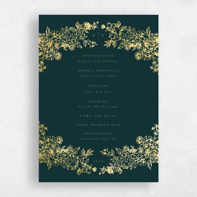 Dark Emerald, Green Wedding Program - Sawyer Foil