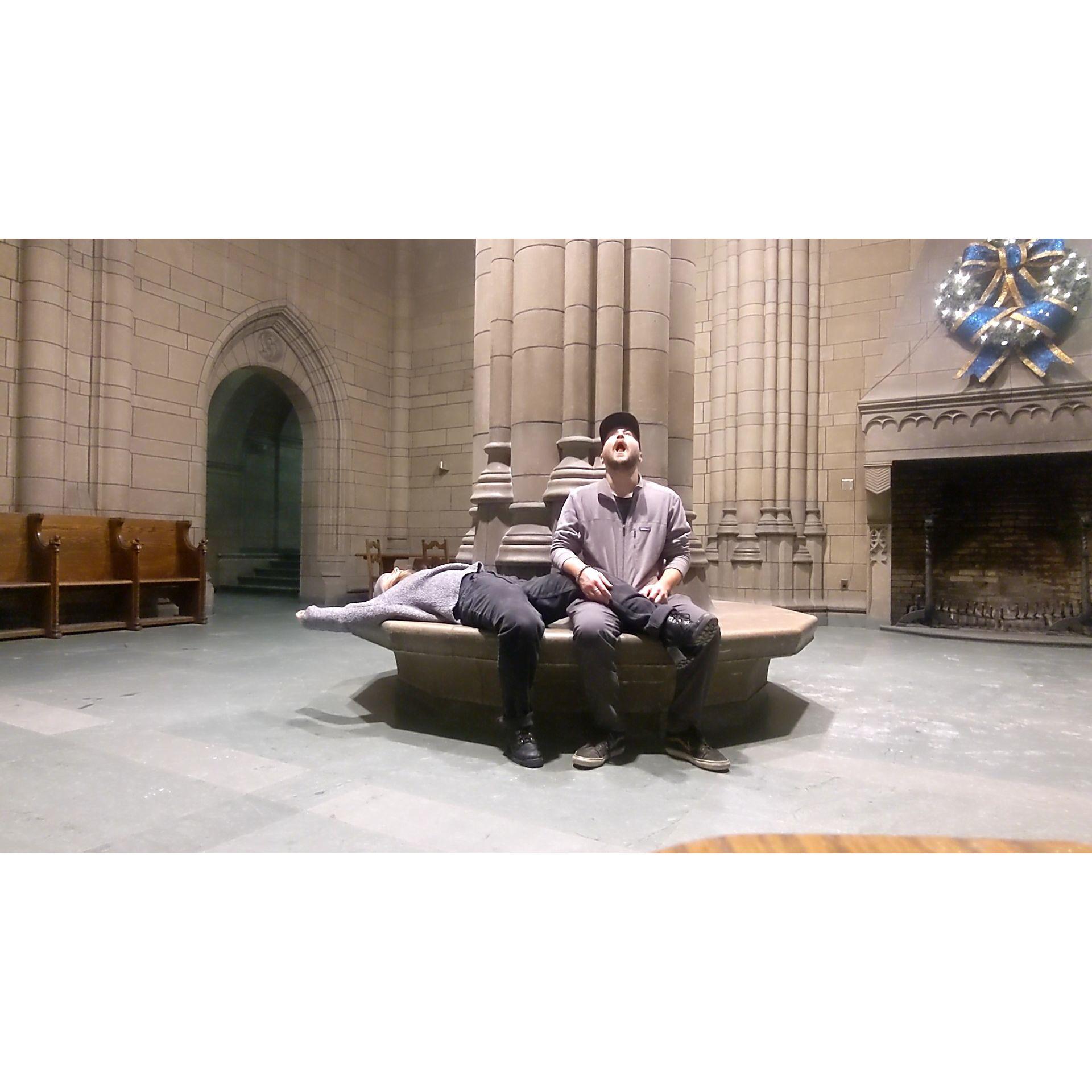 This is an attempt at a dramatic renaissance style painting in the Cathedral of Learning at Pittsburgh University.