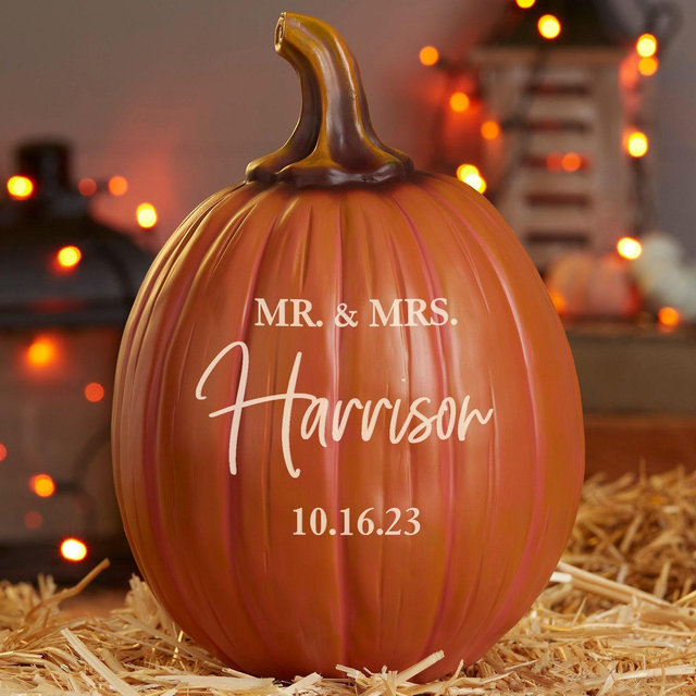 Classic Elegance Wedding Large Personalized Pumpkins, Halloween Decor, Custom Decor for Halloween
