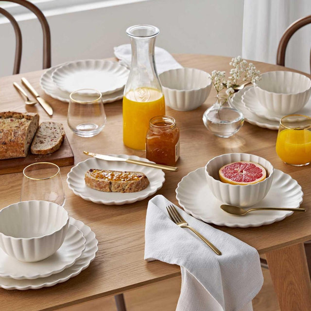 Member's Mark 12-Piece Scallop Dinnerware Set, Cream - Sam's Club