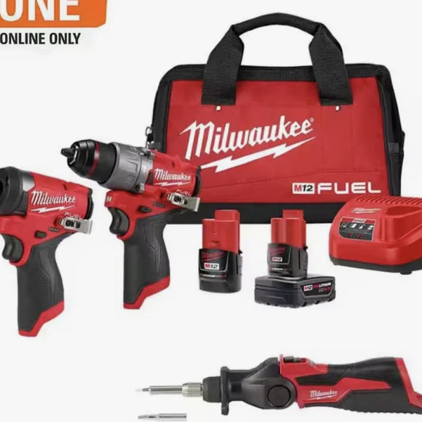 Milwaukee M12 FUEL 12-Volt Li-Ion Brushless Cordless Hammer Drill and Impact Driver Combo Kit (2-Tool) with M12 3/8 in. Ratchet 3497-22-2457-20