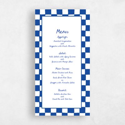 Cobalt, Blue Wedding Menu - Amore