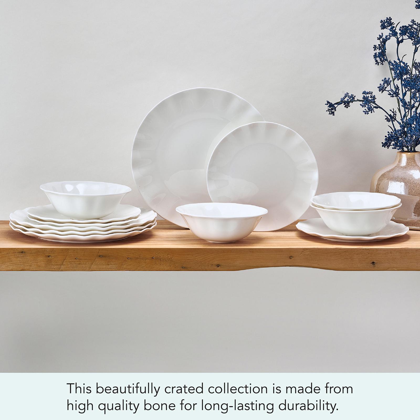 Mikasa, Elodie 12-Piece Scalloped Dinnerware Set, Service for 4 | Zola