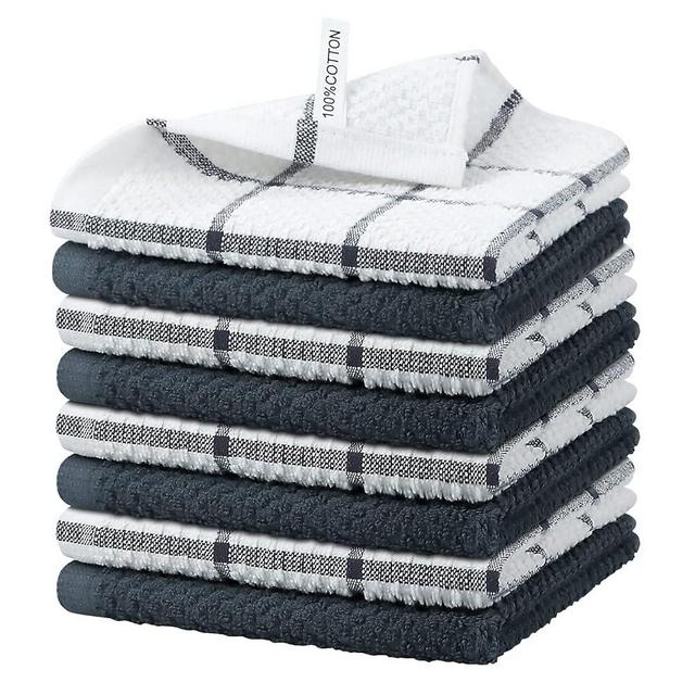 Nialnant 8 Pack Kitchen Towels,100% Cotton Dish Cloths for Washing Dishes,Soft Absorbent Dish Towels for Kitchen,Quick Drying Kitchen Rags,12x12 Inches,Grey