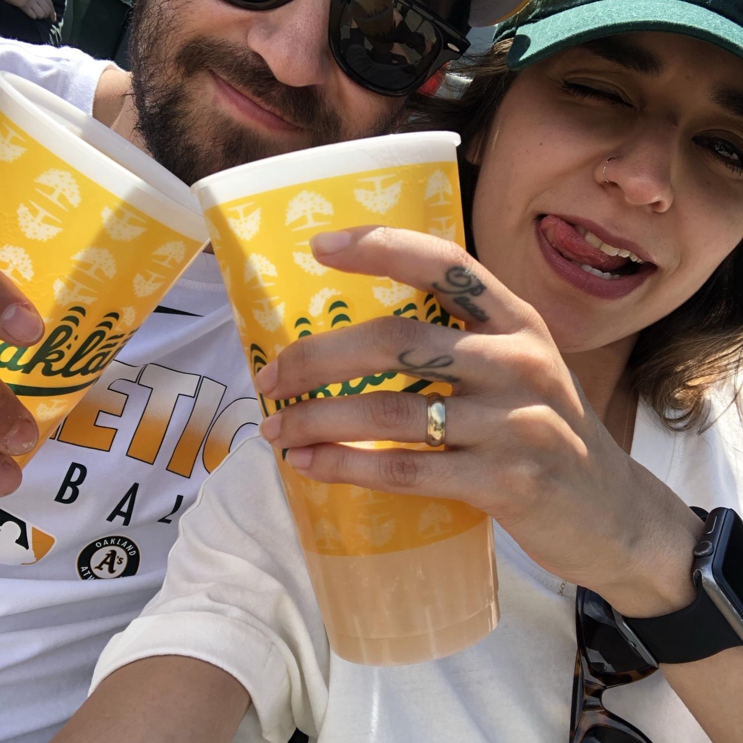 Surprised him with an A’s game for his bday!