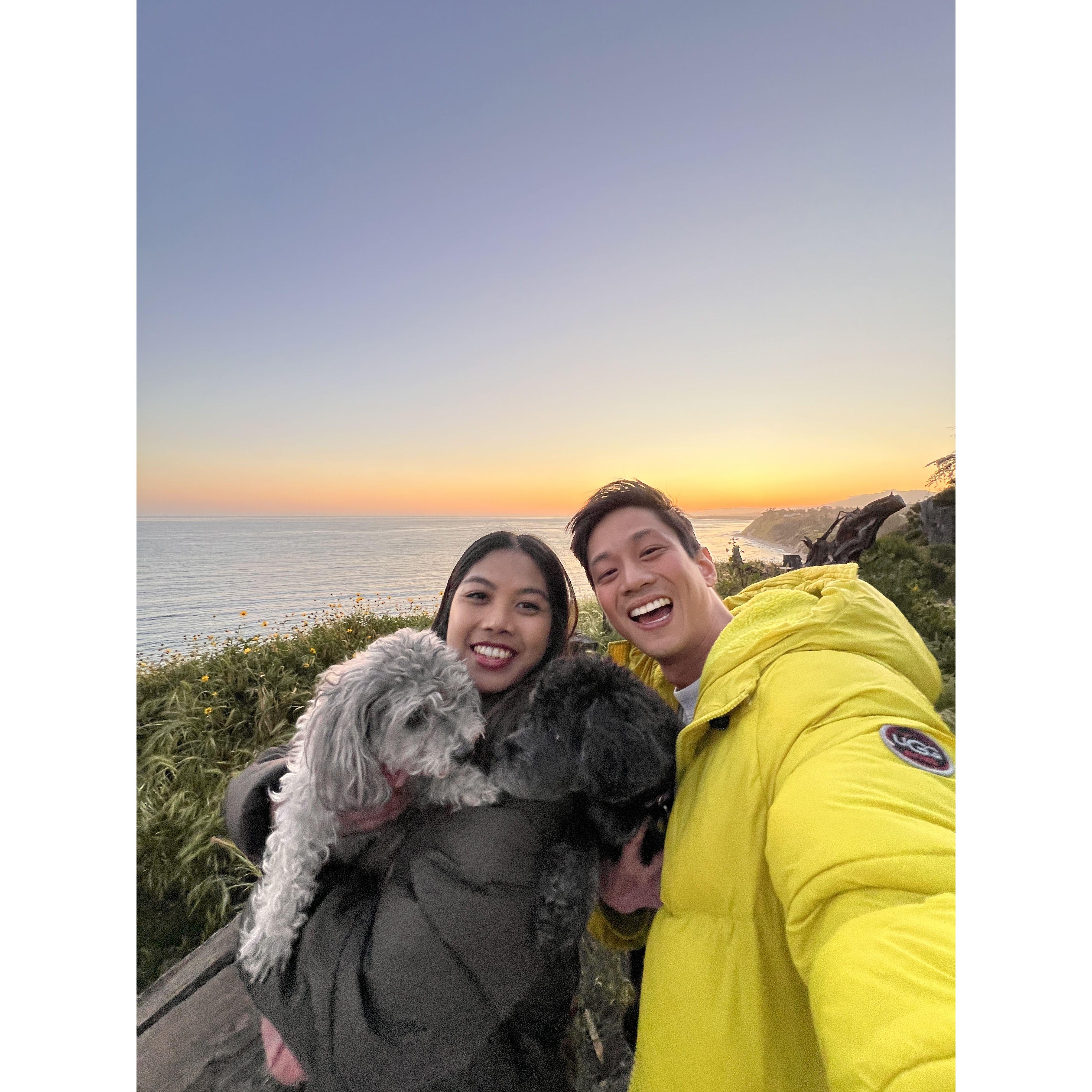 Taking Boba and Lexi on vacation on Santa Barbara.