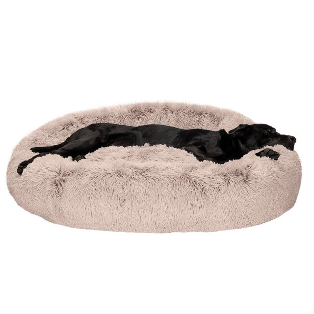 FurHaven Calming Cuddler Long Fur Donut Dog Bed - Jumbo, Taupe