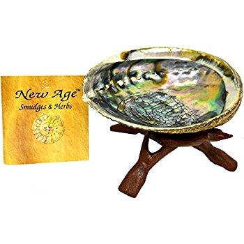 New Age Smudges and Herbs Abalone Shell 5-6" & 6" Wooden Tripod