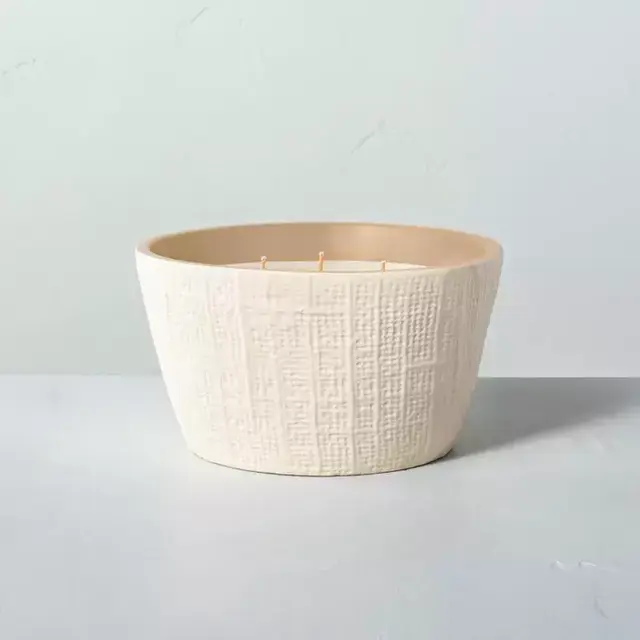 23oz Pampas 3-Wick Large Textured Ceramic Candle Gold - Hearth & Hand™ with Magnolia