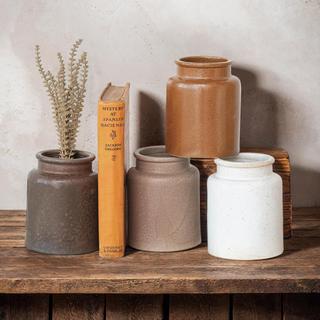 4-Piece Assorted Rustic Stoneware Jar Set