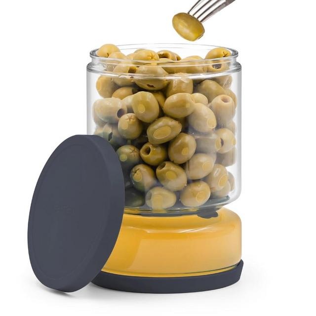 ForTidy Airtight Glass Pickle and Olive Container, Jar with Strainer for Pickle Lover, Kitchen Organization Must-Have Versatile Food Keeper, BPA-Free, Dishwasher Safe, 50.72oz (Midnight Blue)