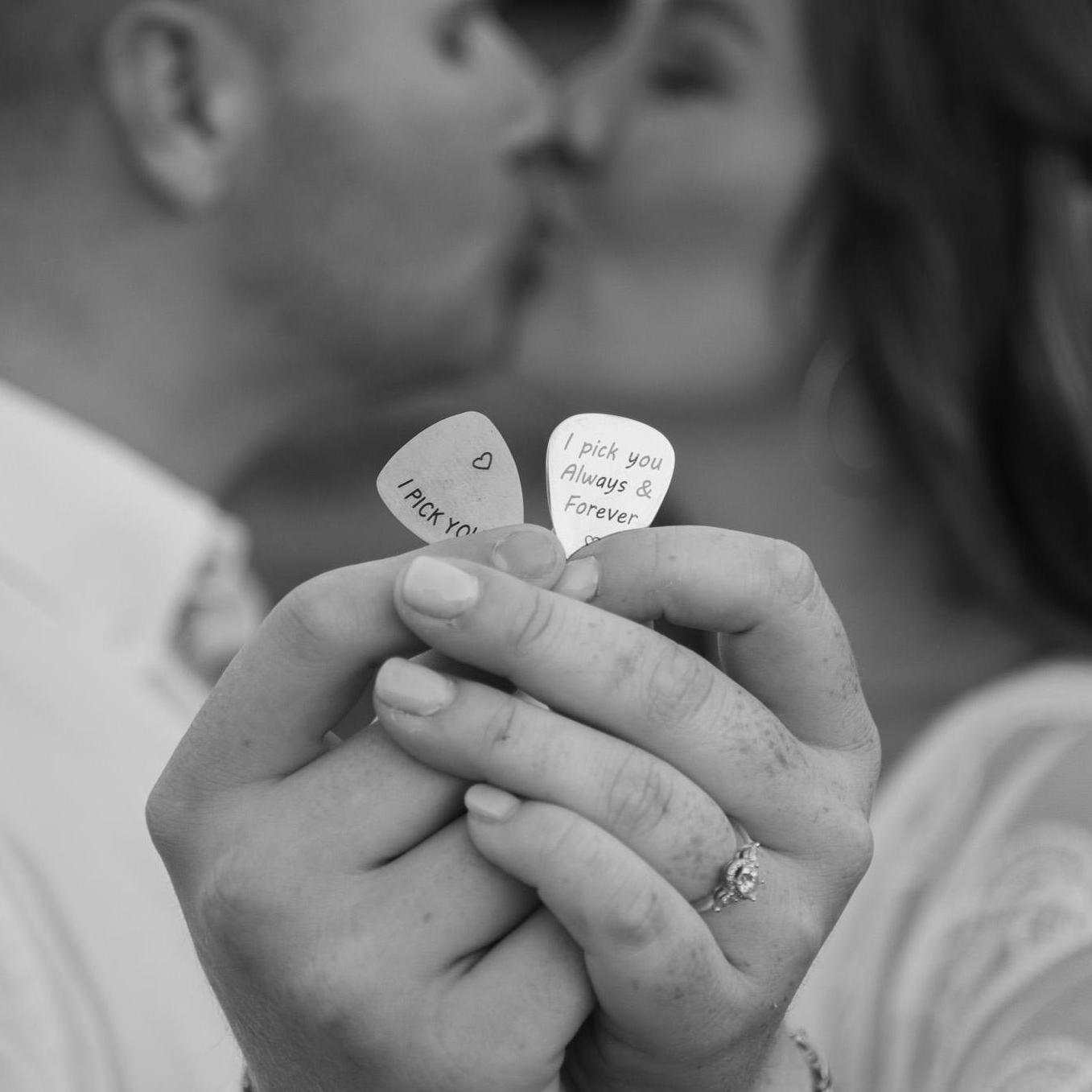 The pick on the left was how I told Luke that I would be his girlfriend.  The one on the right is what I gave him a year later on our first anniversary.