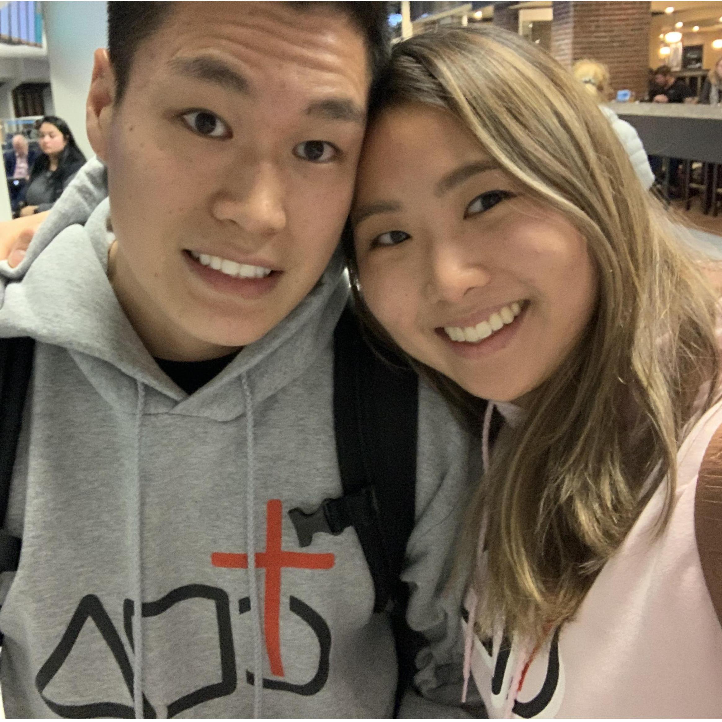 Flying to Boston to meet Amy's parents