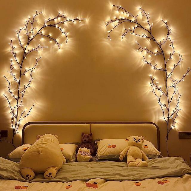 The Lighted Willow Vine Plants for Living Room Decor,LKGOOD Christmas Decorations, Light Trees with 144 LEDs Plug in for Decoration Inside(1PCS Black)