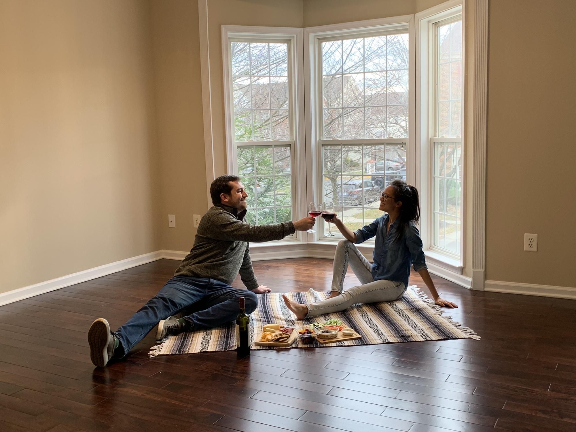 Celebrating signing on our first home!