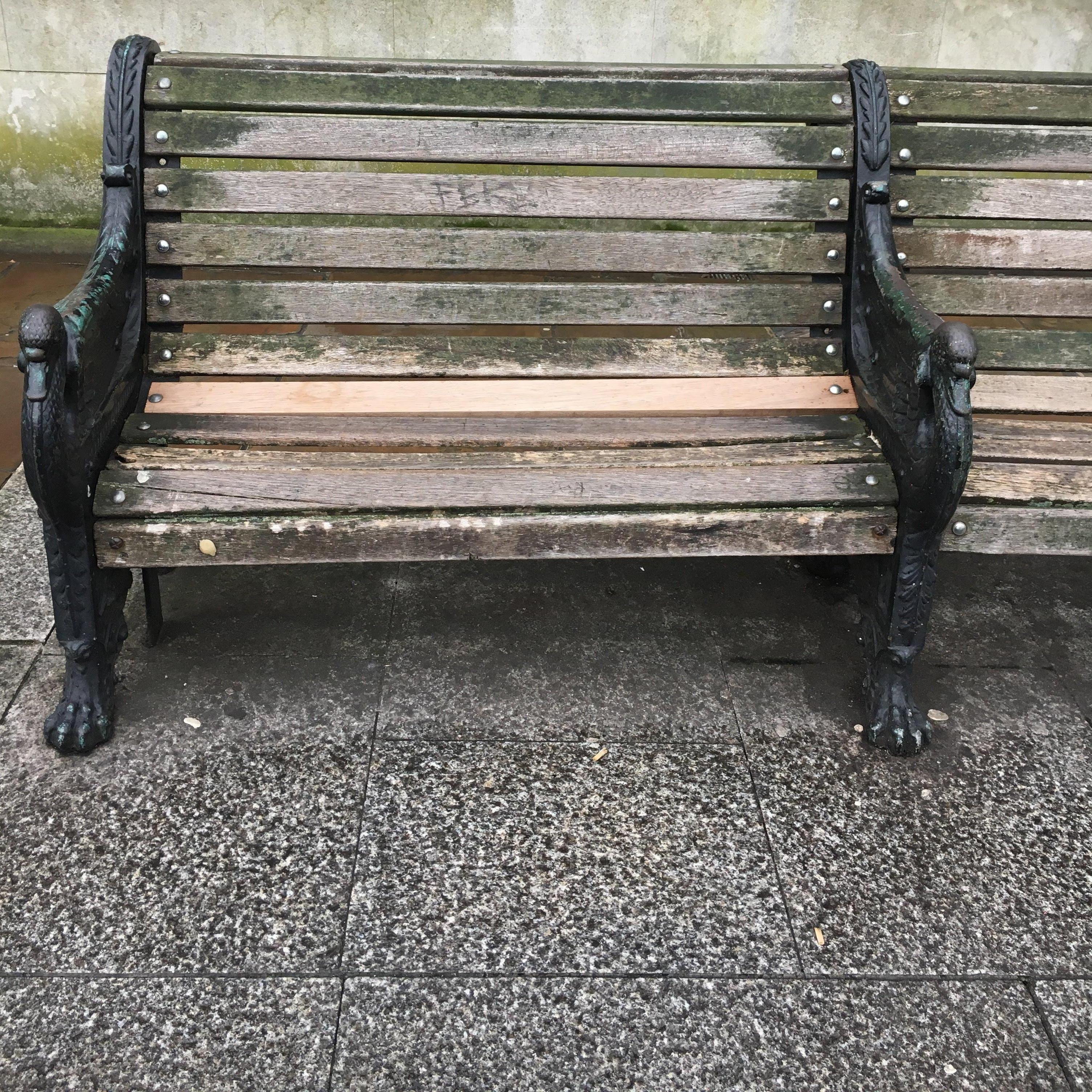This is a bench in London. I asked Becky to marry me here. She said no. Just kidding. She said yes.