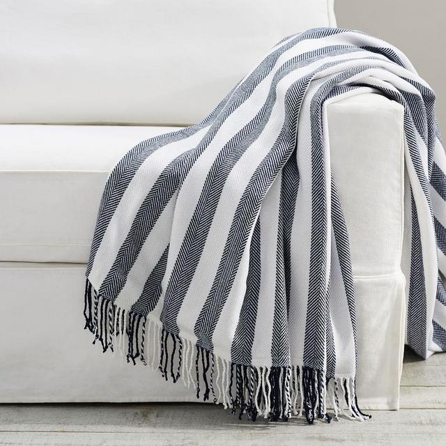 Picnic Striped Throw, 60 x 80", Navy