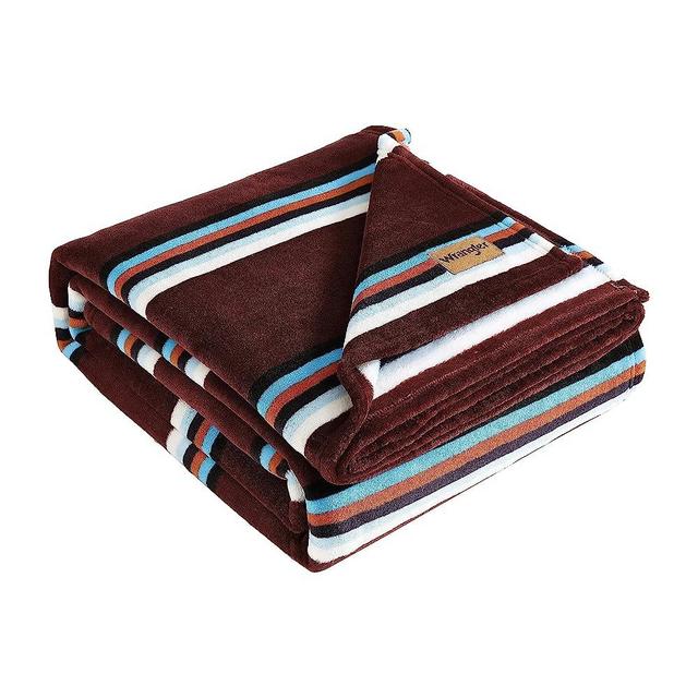 Wrangler Blanket Ultra Soft Plush Fleece Bedding, King, Western Saddle Stripe Red