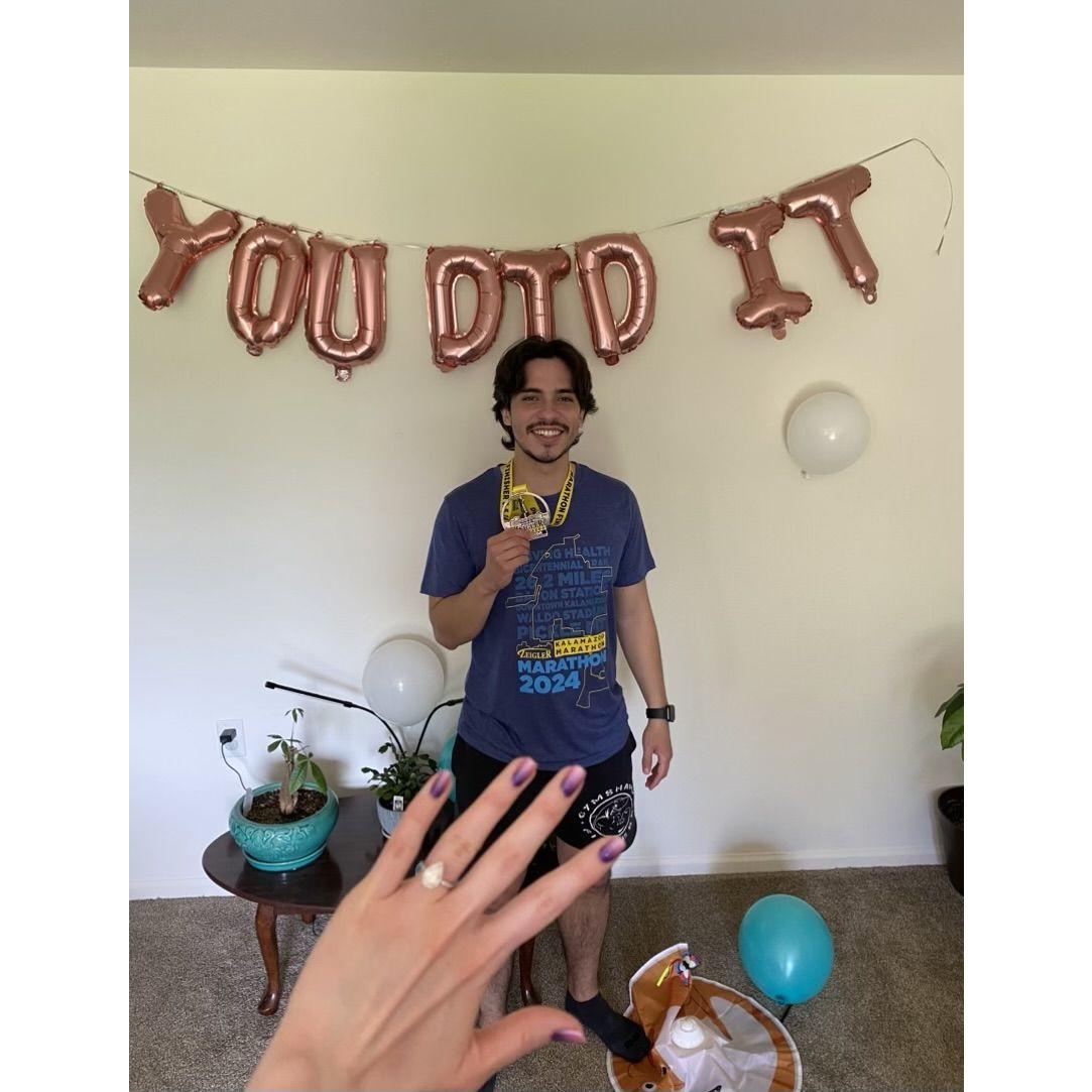 An exhausted celebration at home