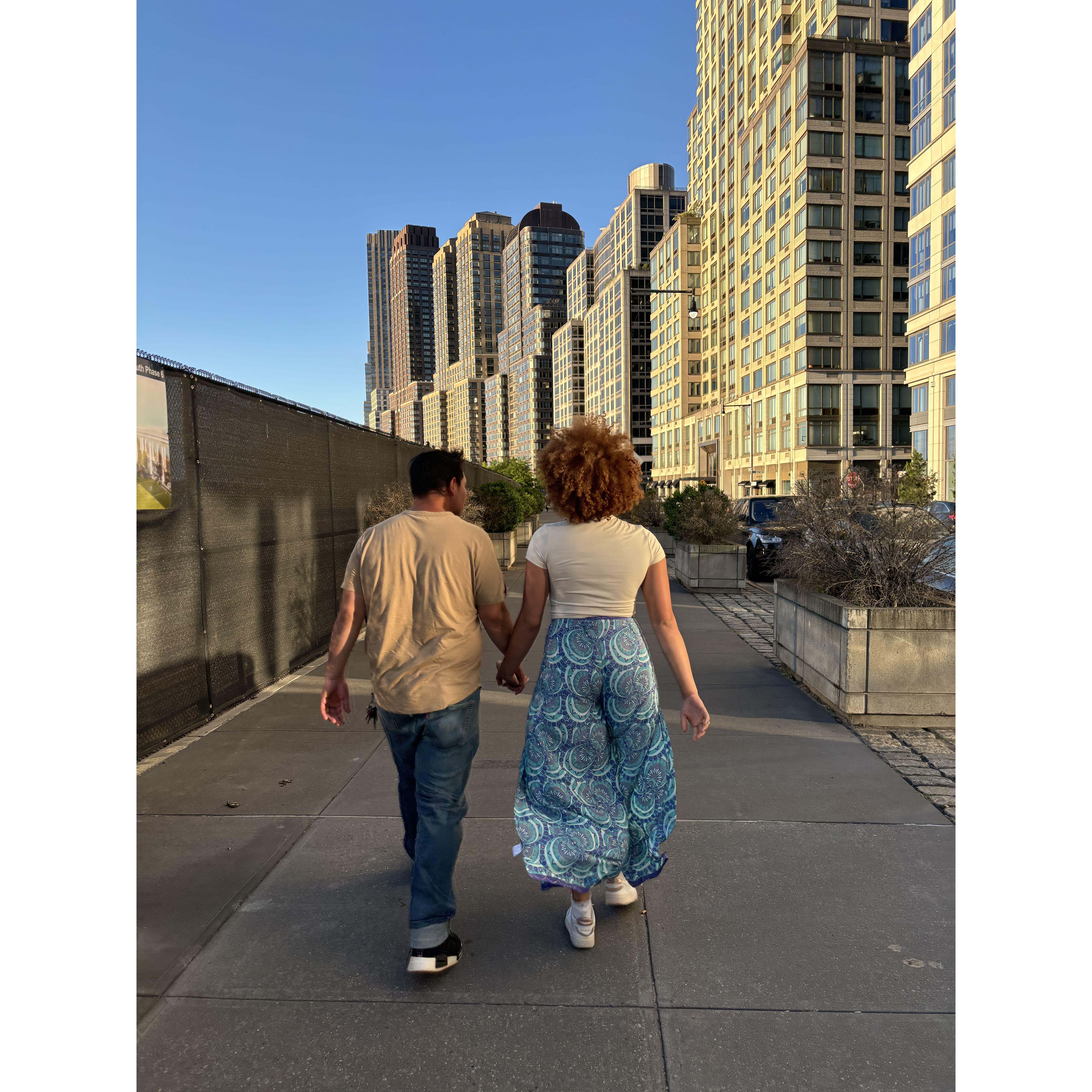 Walking to the pier