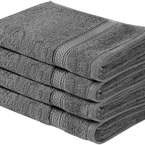 Utopia Towels Cotton Large Hand Towel Set (4 Pack, Grey - 16 x 28 Inches) - Multipurpose Bathroom Towels for Hand, Face, Gym and Spa