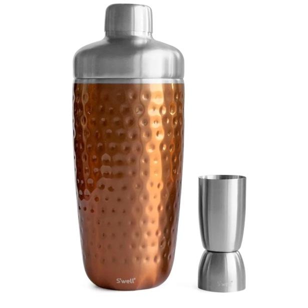 S'well Stainless Steel Shaker Set with Jigger, 18oz, Dipped Metallic, Triple Layered Vacuum Insulated Container Keeps Cocktails Colder for Longer, BPA Free Barware