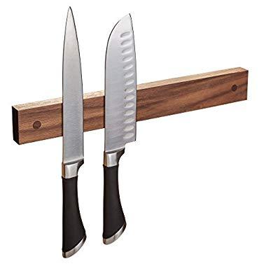 Powerful Magnetic Knife Strip, Solid Wall Mount Wooden Knife Rack, Bar. Unique gift Made in USA (Walnut, 12")