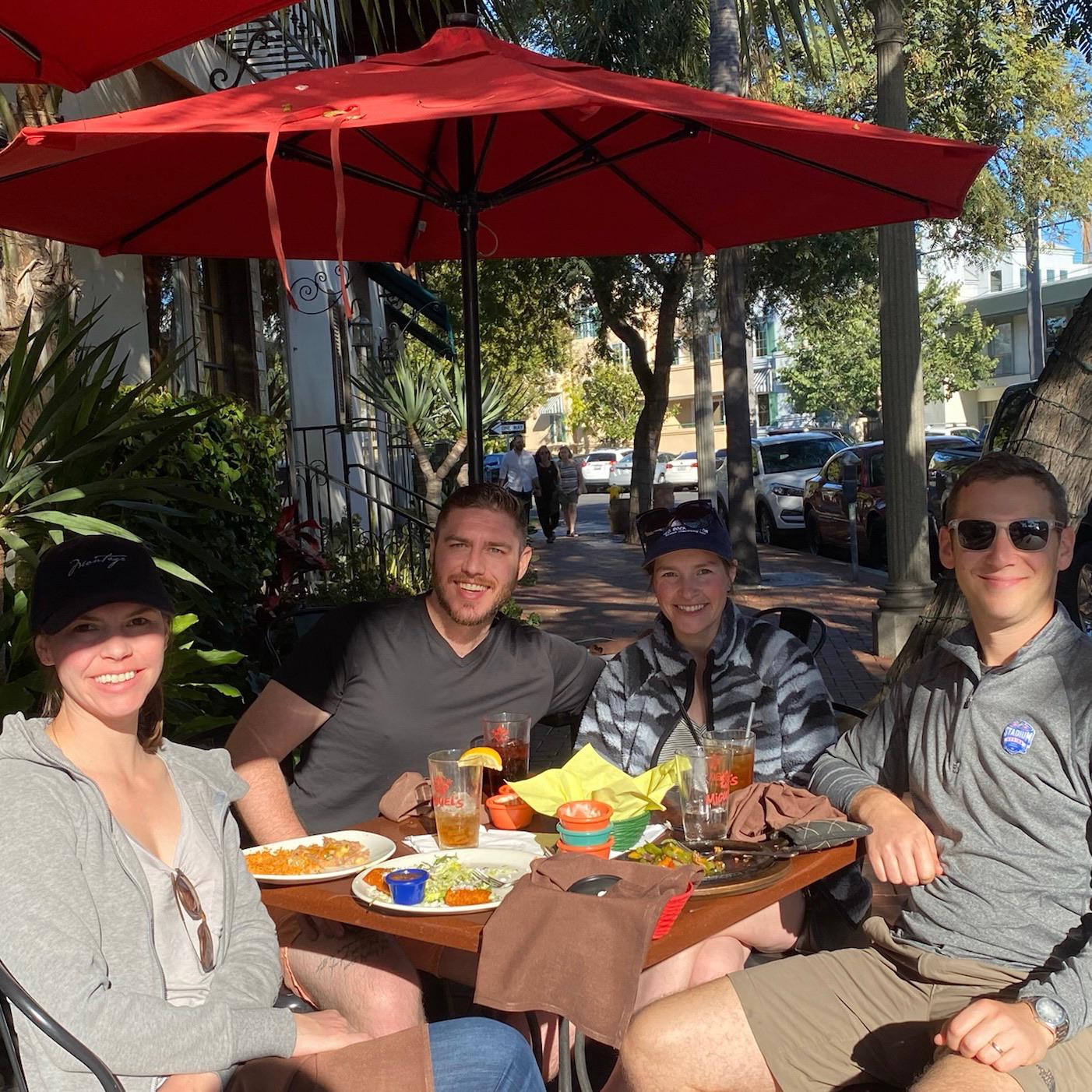 Jen's family has been going to Miguel's restaurant on Coronado for as long as Jen can remember. Katherine, Neil, Patrick, and Jen continued the tradition.