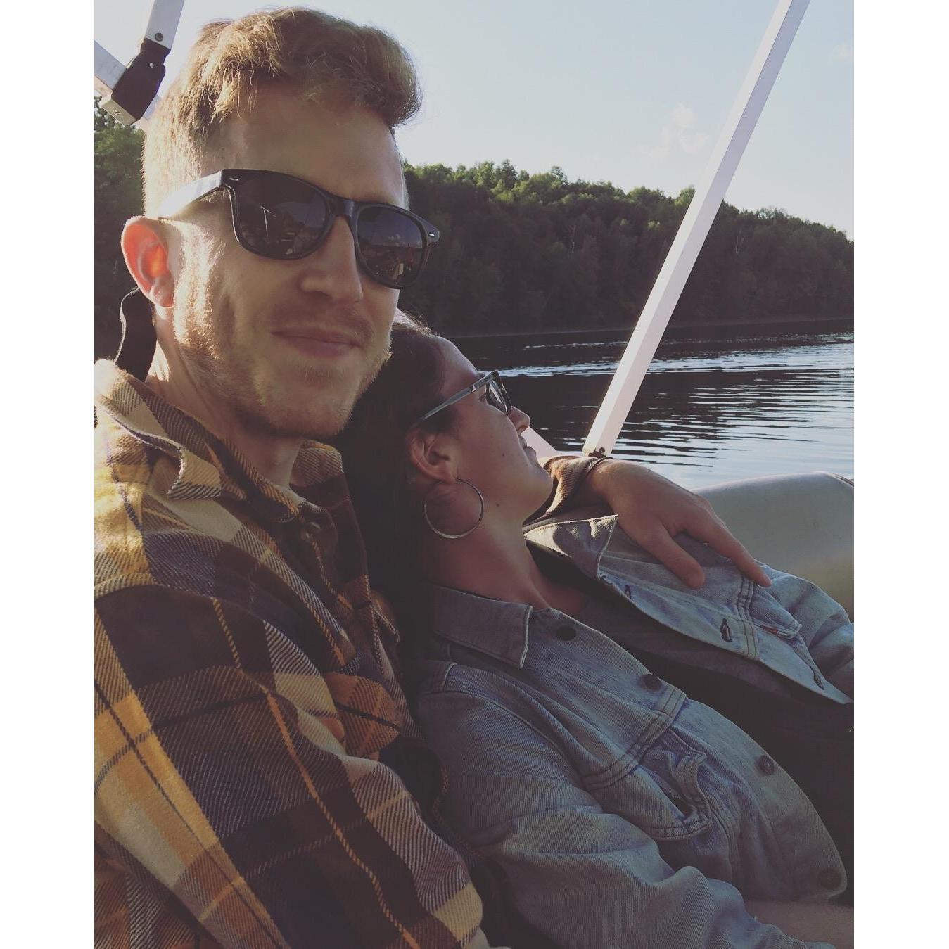 One of hundreds of pontoon boat rides at the cabin.