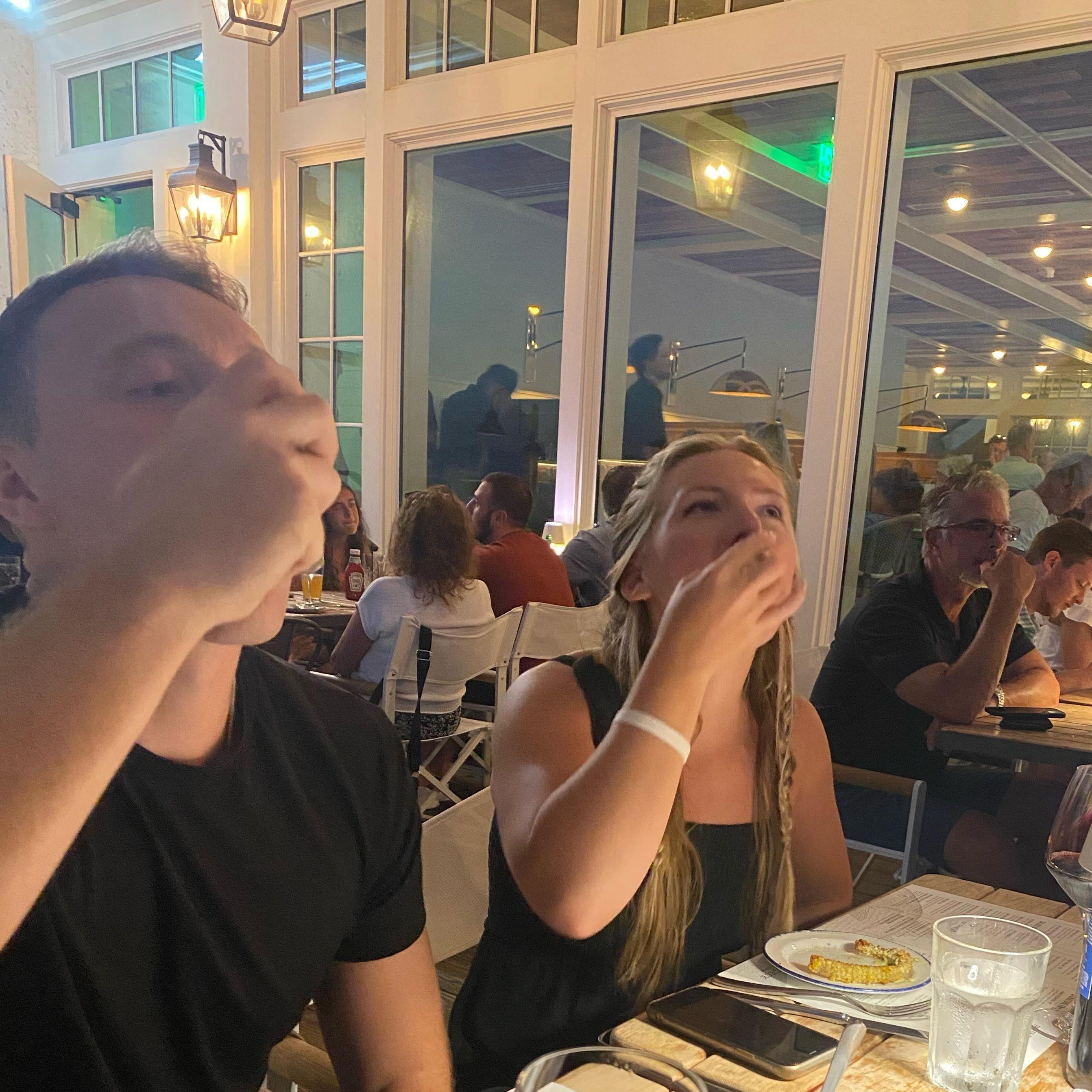 Claires initiation into the Martin Family (oysters)